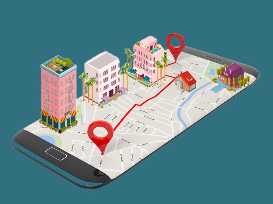 Illustration of a phone showing a GPS-tracked walk route